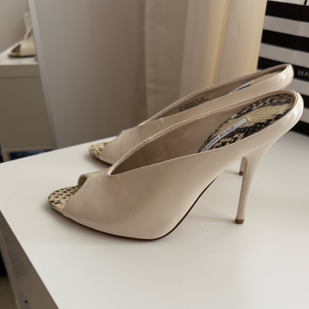 steve madden Cream Peep-Toe Heels - Women